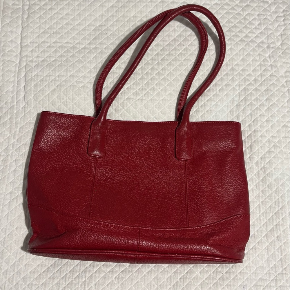 Ameri Leather Chic Red Pebbled Leather Tote - image 1